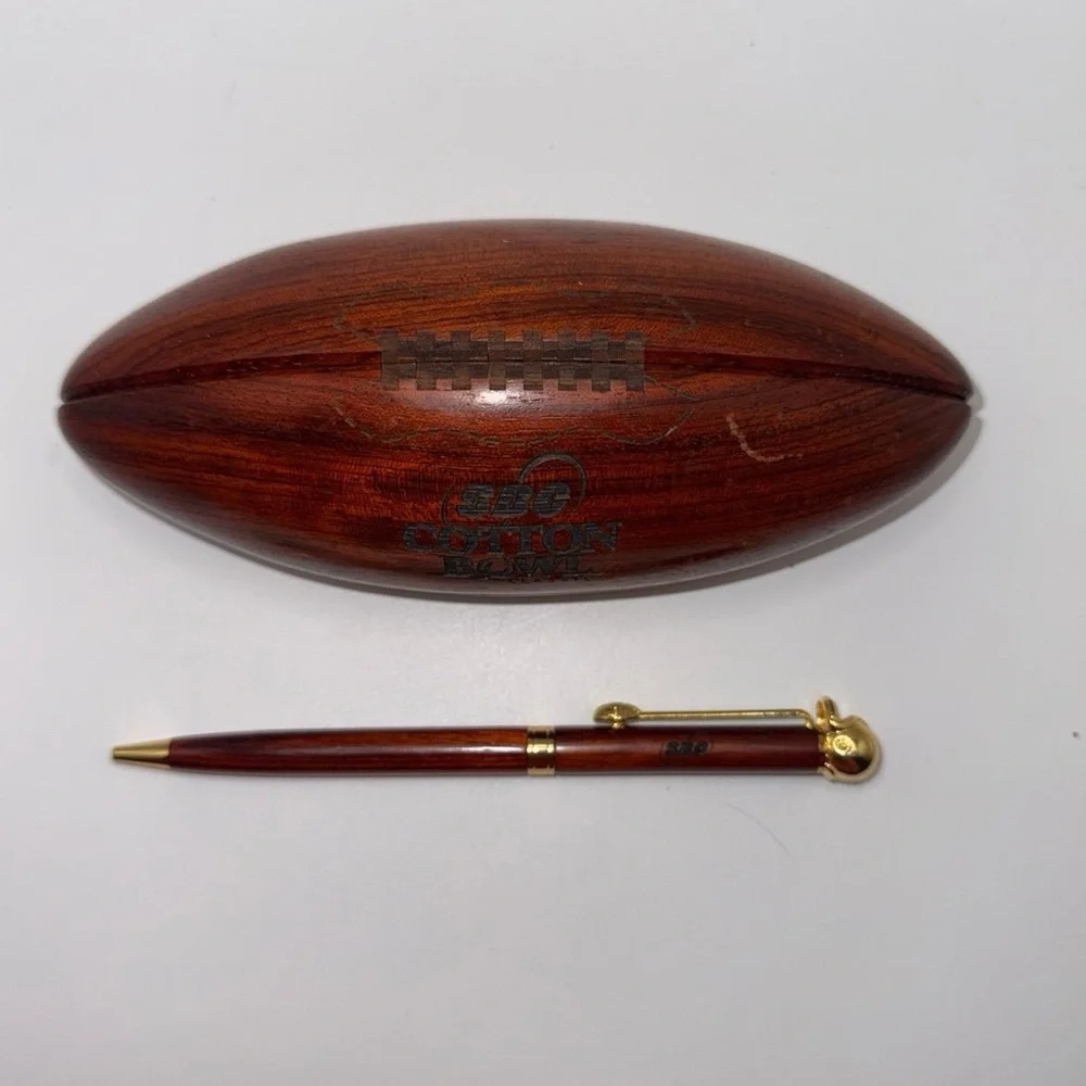 SBC Cotton Bowl Classic Rosewood Pen Set - Rosewood Pen and Football Holder